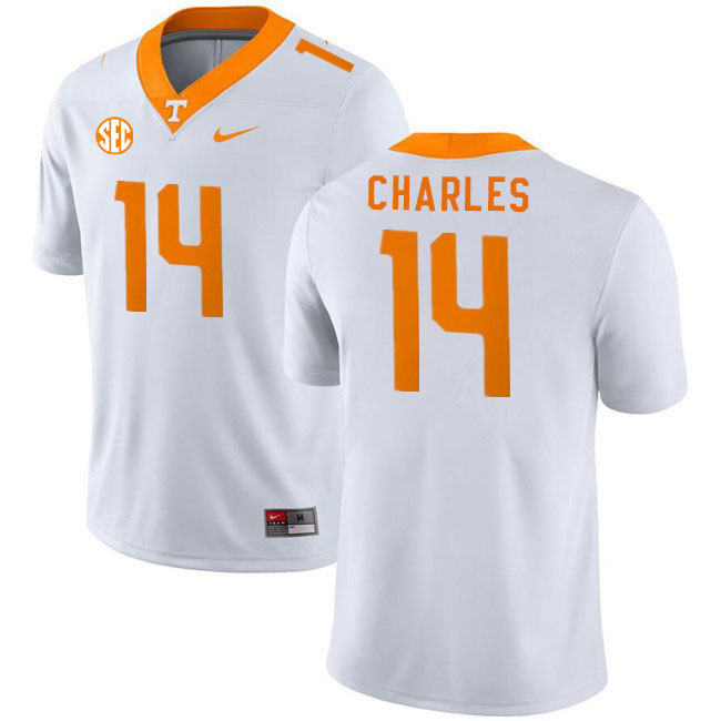 Men #14 Christian Charles Tennessee Volunteers College Football Jerseys Stitched Sale-White